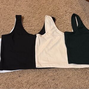 SHEIN Black, Cream, and Dark Green Crop Tops
